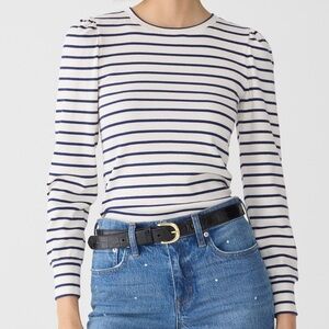 J.Crew vintage rib puff sleeve T-shirt in stripe